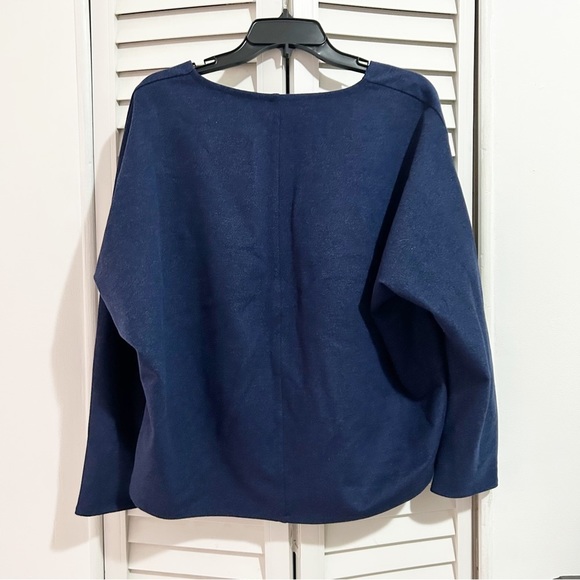 Club Monaco Cocoon V Neck Thick Knit Sweater Top in Tricot Blue Size Large (L) - Picture 5 of 6